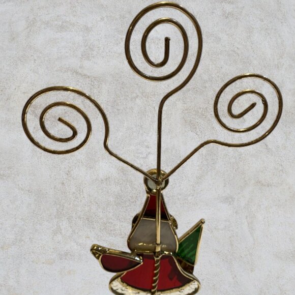 CHRISTMAS CARD DISPLAY -- Staind Glass Santa, Shows 3 Xmas Cards, In-Box, Unused - Picture 6 of 8